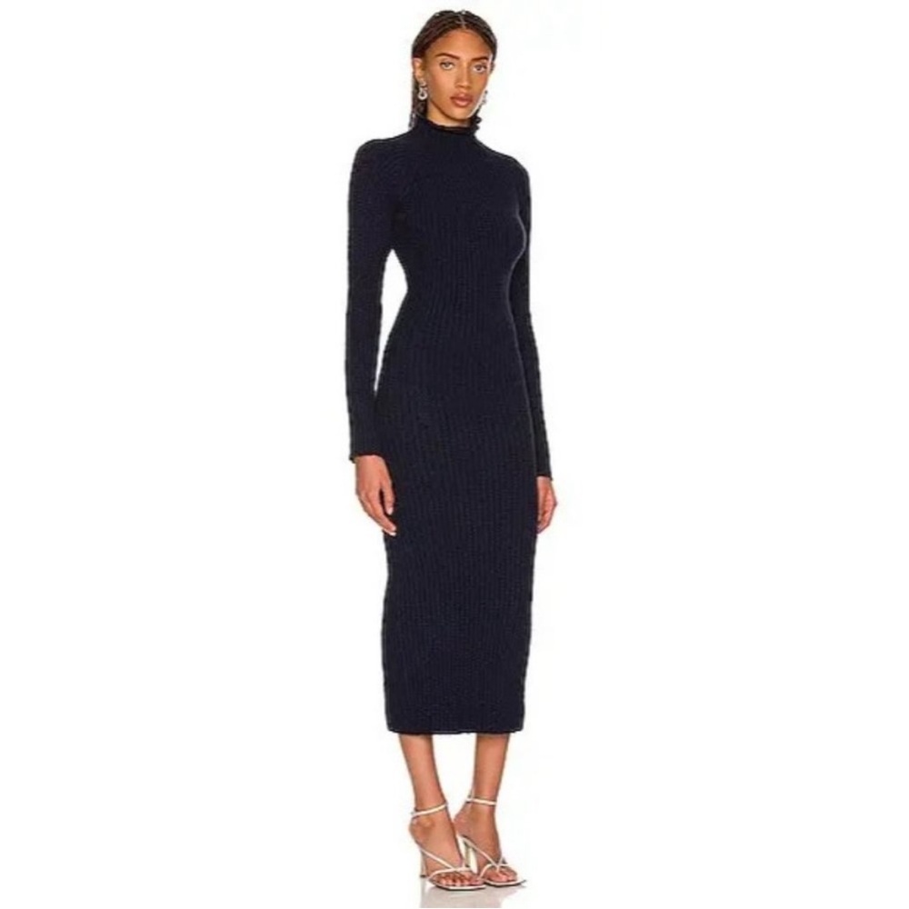 Acne Studios Kennice Boucle Ribbed Knit Midi Dress